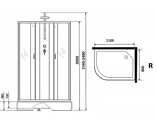 Купить Душевая кабина Niagara Classic 110х80 R NG-33184-14RBKTG с гидромассажем в магазине сантехники Santeh-Crystal.ru