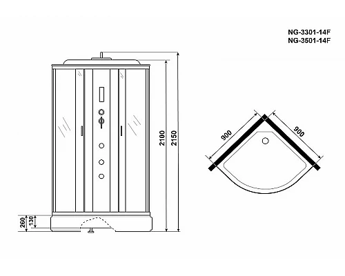 Приобрести Душевая кабина Niagara Classic 90x90 NG-3301-14F с гидромассажем в магазине сантехники Santeh-Crystal.ru