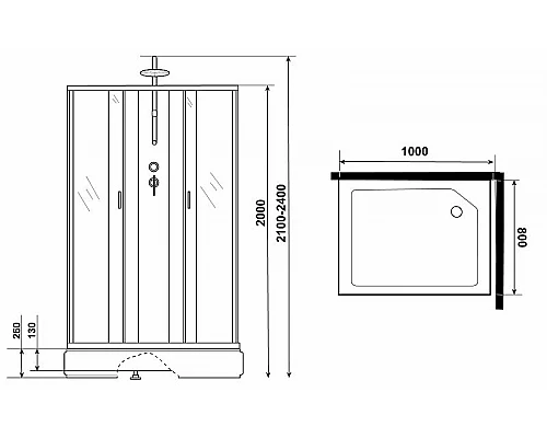 Заказать Душевая кабина Niagara Classic 100х80 NG-33084-14QBKT без гидромассажа в магазине сантехники Santeh-Crystal.ru