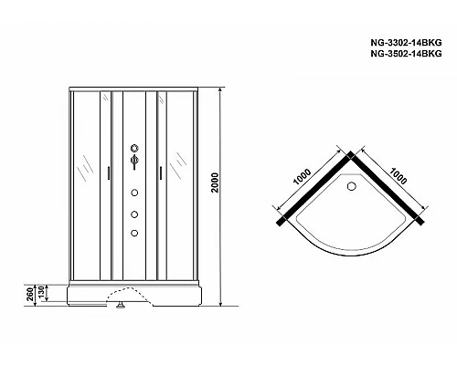 Купить Душевая кабина Niagara Classic 100x100 NG-3502-14BKG с гидромассажем в магазине сантехники Santeh-Crystal.ru