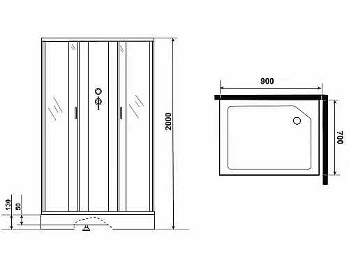 Купить Душевая кабина Niagara Classic 90х70 NG-43975-14QBK без гидромассажа в магазине сантехники Santeh-Crystal.ru