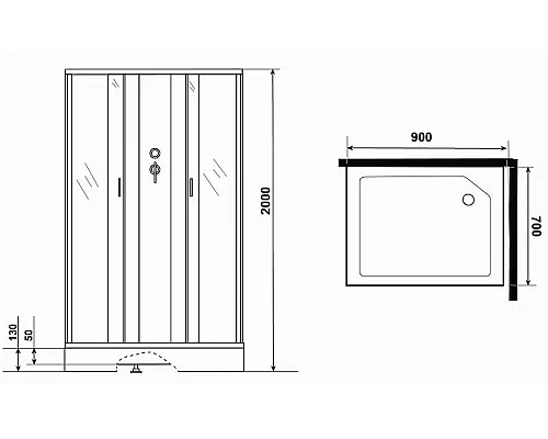 Приобрести Душевая кабина Niagara Classic 90х70 NG-43975-14QBKG с гидромассажем в магазине сантехники Santeh-Crystal.ru