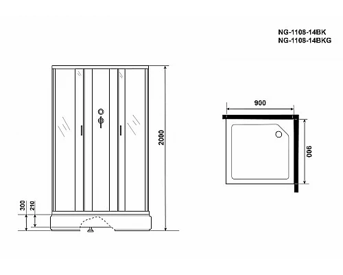 Приобрести Душевая кабина Niagara Classic 90x90 NG-1108-14BK без гидромассажа в магазине сантехники Santeh-Crystal.ru