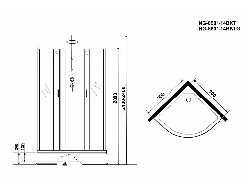 Купить Душевая кабина Niagara Classic 90x90 NG-6501-14BKTG с гидромассажем в магазине сантехники Santeh-Crystal.ru