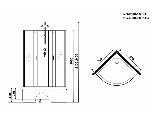 Купить Душевая кабина Niagara Classic 90x90 NG-6508-14BKT без гидромассажа в магазине сантехники Santeh-Crystal.ru