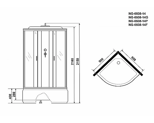 Купить Душевая кабина Niagara Classic 90x90 NG-6508-14F с гидромассажем в магазине сантехники Santeh-Crystal.ru