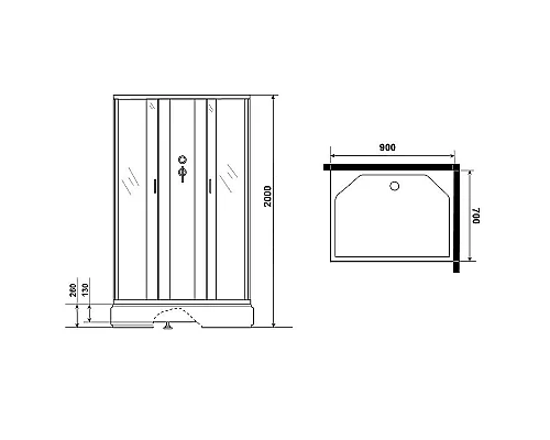 Приобрести Душевая кабина Niagara Classic 90x70 NG-33974-14QBKG с гидромассажем в магазине сантехники Santeh-Crystal.ru