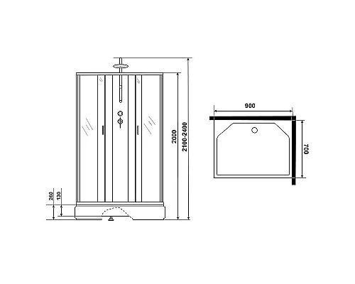 Приобрести Душевая кабина Niagara Classic 90x70 NG-33974-14QBKT без гидромассажа в магазине сантехники Santeh-Crystal.ru