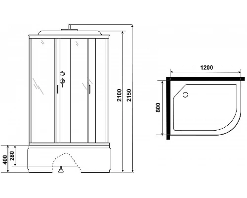 Приобрести Душевая кабина Niagara Classic NG-2510-14L 120x80 без гидромассажа в магазине сантехники Santeh-Crystal.ru