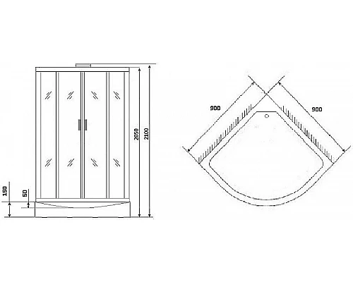 Приобрести Душевая кабина Niagara Lux NG-7715WBK 90x90 без гидромассажа в магазине сантехники Santeh-Crystal.ru