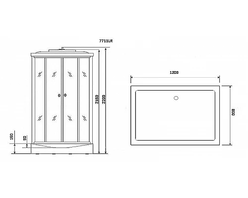 Приобрести Душевая кабина Niagara Lux 120x90 NG-7711GL с гидромассажем в магазине сантехники Santeh-Crystal.ru
