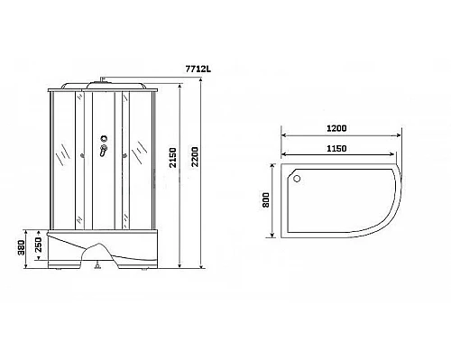 Приобрести Душевая кабина Niagara Lux 120x80 NG-7712GL с гидромассажем в магазине сантехники Santeh-Crystal.ru