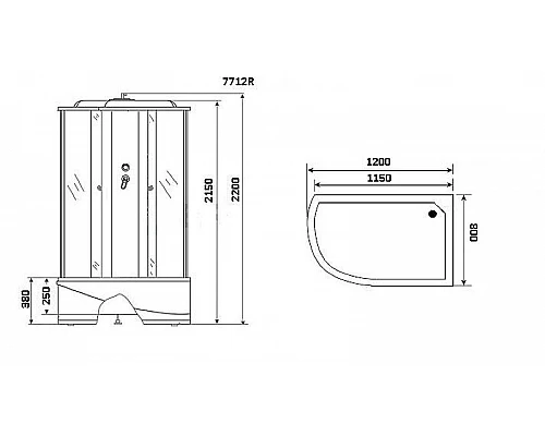 Заказать Душевая кабина Niagara Lux 120x80 NG-7712GR с гидромассажем в магазине сантехники Santeh-Crystal.ru