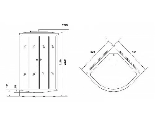 Заказать Душевая кабина Niagara Lux NG-7715W 90x90 с гидромассажем в магазине сантехники Santeh-Crystal.ru