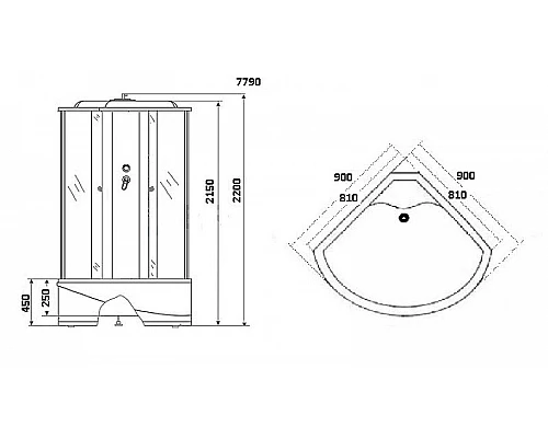 Купить Душевая кабина Niagara Lux NG-7790W 90x90 с гидромассажем в магазине сантехники Santeh-Crystal.ru