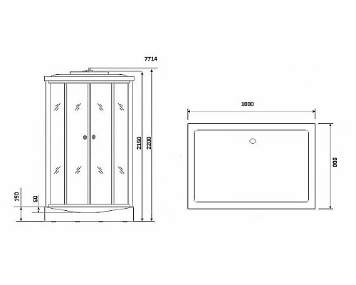 Купить Душевая кабина Niagara Lux NG-7714W 100x90 с гидромассажем в магазине сантехники Santeh-Crystal.ru