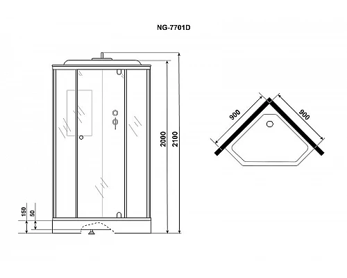Купить Душевая кабина Niagara Lux 90x90 NG-7701DM без гидромассажа в магазине сантехники Santeh-Crystal.ru