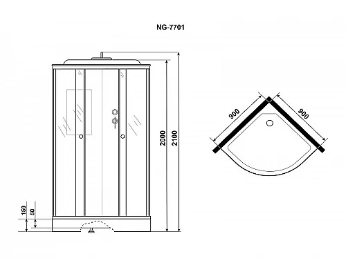 Приобрести Душевая кабина Niagara Lux 90x90 NG-7701M без гидромассажа в магазине сантехники Santeh-Crystal.ru