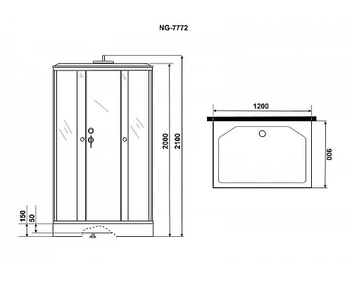Заказать Душевая кабина Niagara Lux 120x90 NG-7772QG без гидромассажа в магазине сантехники Santeh-Crystal.ru