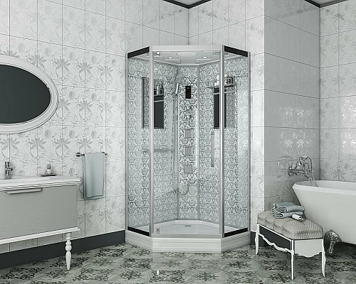 Приобрести Душевая кабина Niagara Lux NG-7717W 100x100 с гидромассажем в магазине сантехники Santeh-Crystal.ru