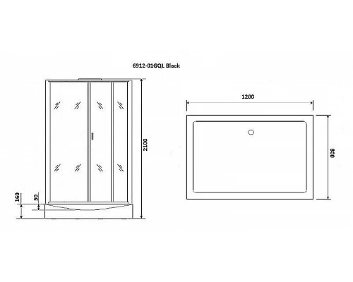 Заказать Душевая кабина Niagara Premium 120x80 NG-6912-01GQL Black с гидромассажем в магазине сантехники Santeh-Crystal.ru
