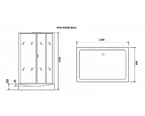 Купить Душевая кабина Niagara Premium 120x80 NG-6912-01GQR Black с гидромассажем в магазине сантехники Santeh-Crystal.ru