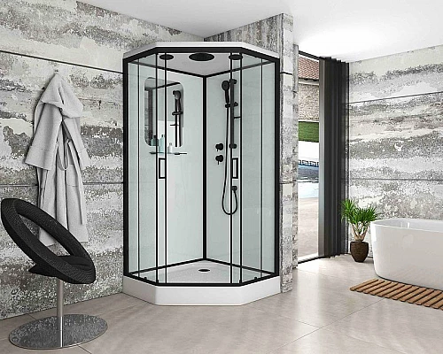 Купить Душевая кабина Niagara Premium 90x90 NG-6901-01D Black без гидромассажа в магазине сантехники Santeh-Crystal.ru