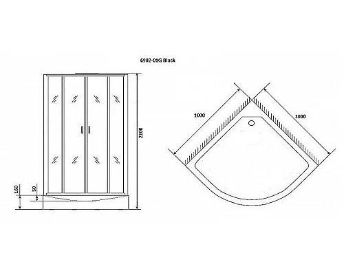 Заказать Душевая кабина Niagara Premium 100x100 NG-6902-01G Black с гидромассажем в магазине сантехники Santeh-Crystal.ru