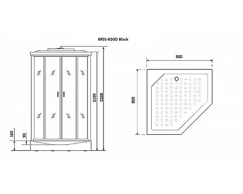 Купить Душевая кабина Niagara Premium 90x90 NG-6901-01GD Black с гидромассажем в магазине сантехники Santeh-Crystal.ru