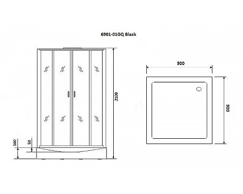 Приобрести Душевая кабина Niagara Premium 90x90 NG-6901-01GQ Black с гидромассажем в магазине сантехники Santeh-Crystal.ru