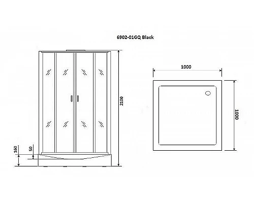 Приобрести Душевая кабина Niagara Premium 100x100 NG-6902-01GQ Black с гидромассажем в магазине сантехники Santeh-Crystal.ru