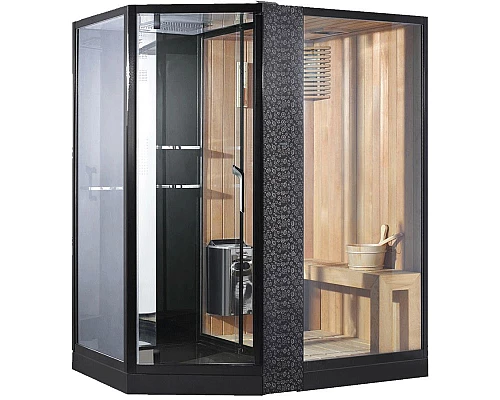 Заказать Душевая кабина Orans 180x130 R 89103rb с сауной профиль Черный стекло прозрачное в магазине сантехники Santeh-Crystal.ru
