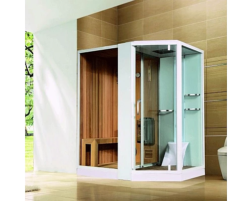 Купить Душевая кабина Orans 180x130 L 89103LW с сауной профиль Белый стекла прозрачные в магазине сантехники Santeh-Crystal.ru