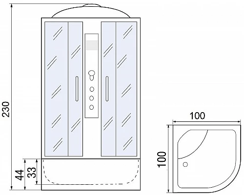 Купить Душевая кабина River Desna XL 100x100 MT 10000006149 с гидромассажем в магазине сантехники Santeh-Crystal.ru