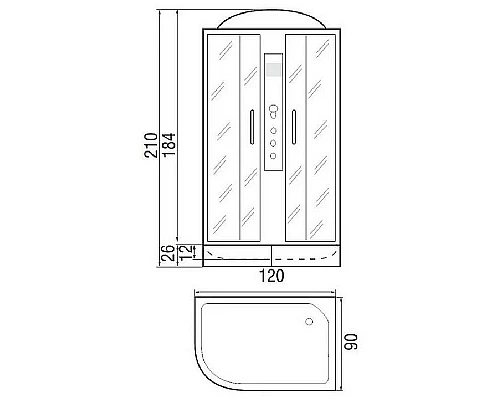 Купить Душевая кабина River Dunay 120x90 ТН L 10000003134 с поддоном в магазине сантехники Santeh-Crystal.ru