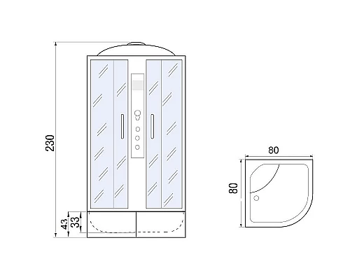 Приобрести Душевая кабина River Dunay XL 80x80 TH 10000006201 с гидромассажем в магазине сантехники Santeh-Crystal.ru