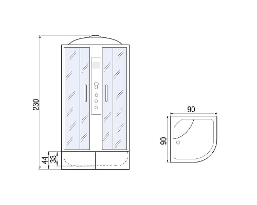 Приобрести Душевая кабина River Dunay XL 90x90 TH 10000006196 с гидромассажем в магазине сантехники Santeh-Crystal.ru