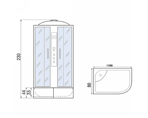 Заказать Душевая кабина River Dunay XL 110x80 MT L 10000006192 с гидромассажем в магазине сантехники Santeh-Crystal.ru