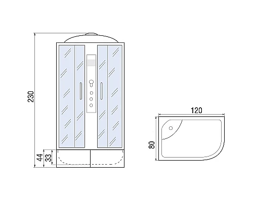 Купить Душевая кабина River Dunay XL 120x80 TH L 10000006183 с гидромассажем в магазине сантехники Santeh-Crystal.ru