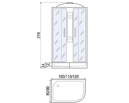 Приобрести Душевая кабина River Nara 100х80 МТ R 10000003640 с поддоном в магазине сантехники Santeh-Crystal.ru