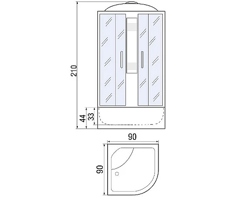 Купить Душевая кабина River Nara Light 90х90 MT 10000003575 с поддоном в магазине сантехники Santeh-Crystal.ru