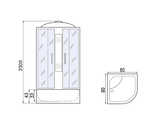 Купить Душевая кабина River Nara XL 80x80 МТ 10000006214 без гидромассажа в магазине сантехники Santeh-Crystal.ru