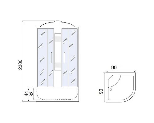 Приобрести Душевая кабина River Nara XL 90x90 МТ 10000006213 без гидромассажа в магазине сантехники Santeh-Crystal.ru