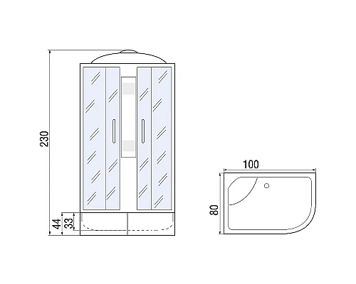 Приобрести Душевая кабина River Nara XL 100x80 MT L 10000006216 без гидромассажа в магазине сантехники Santeh-Crystal.ru