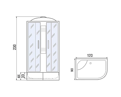 Купить Душевая кабина River Nara XL 120x90 MT L 10000006207 без гидромассажа в магазине сантехники Santeh-Crystal.ru
