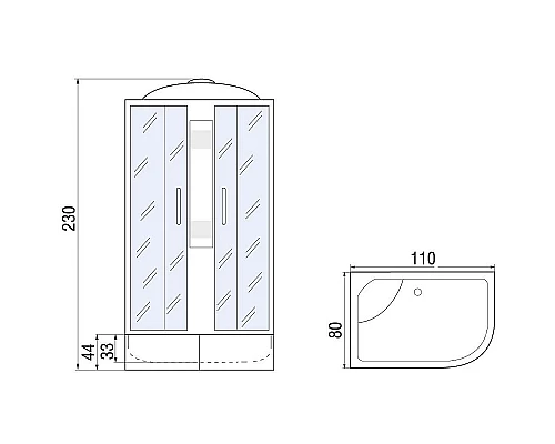 Приобрести Душевая кабина River Nara XL 110x80 MT R 10000006210 без гидромассажа в магазине сантехники Santeh-Crystal.ru