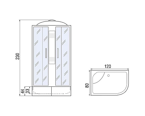Купить Душевая кабина River Nara XL 120x80 MT R 10000006208 без гидромассажа в магазине сантехники Santeh-Crystal.ru