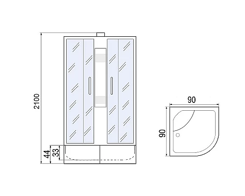 Приобрести Душевая кабина River Nara XL 90x90 МТ Б/К 10000006204 без гидромассажа в магазине сантехники Santeh-Crystal.ru