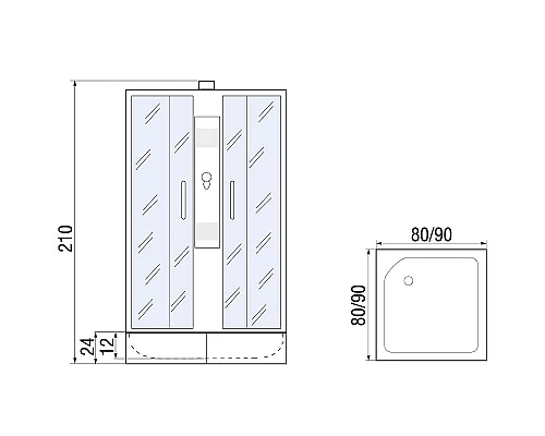 Заказать Душевая кабина River Quadro 80x80 МТ Б/К 10000002241 с поддоном в магазине сантехники Santeh-Crystal.ru