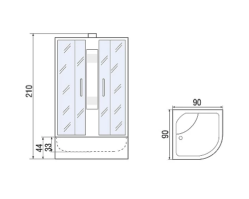 Купить Душевая кабина River Rein 90x90 МТ Б/К 10000001254 с поддоном в магазине сантехники Santeh-Crystal.ru